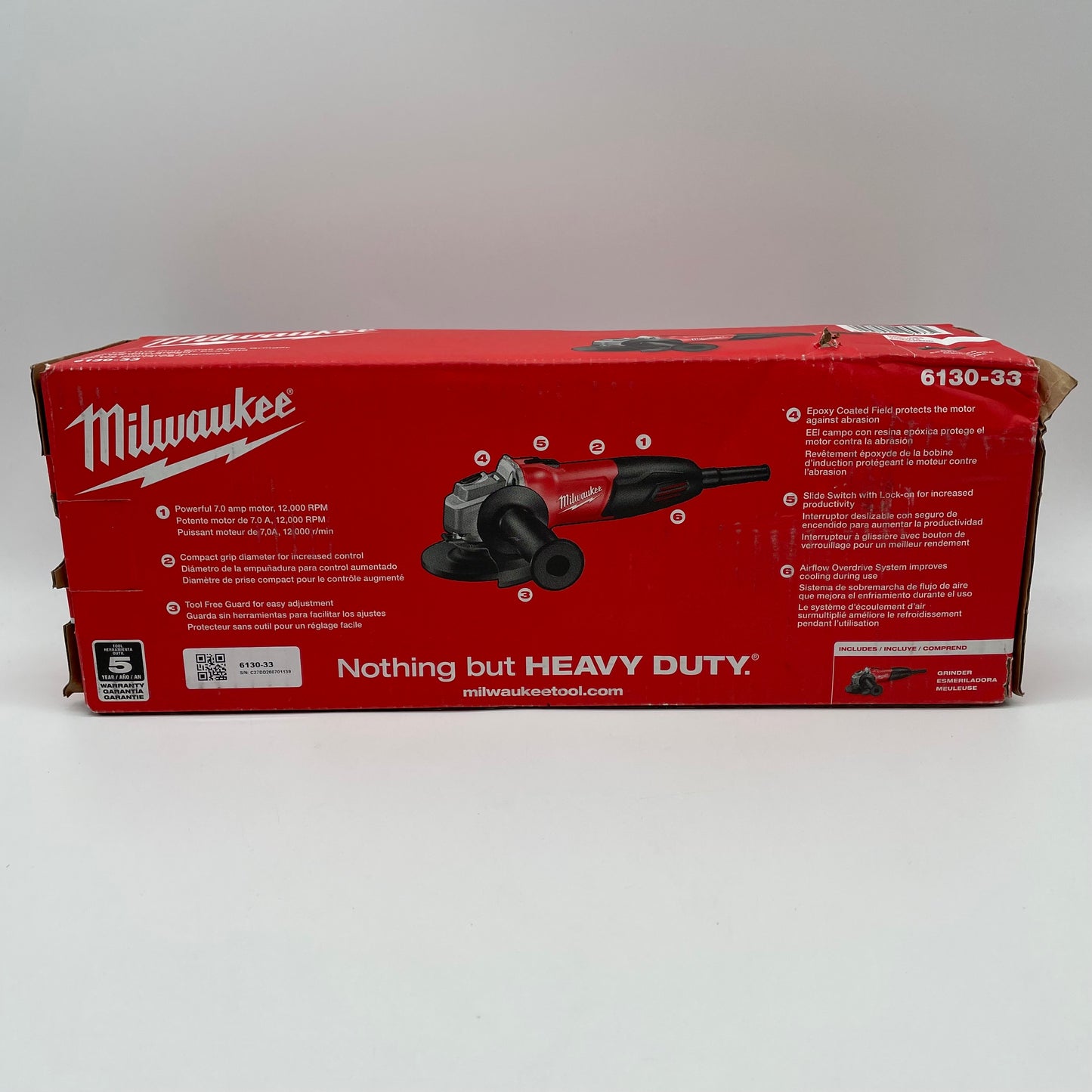 Milwaukee 6130-33 7.0 Amp 4-1/2" Small Angle Grinder